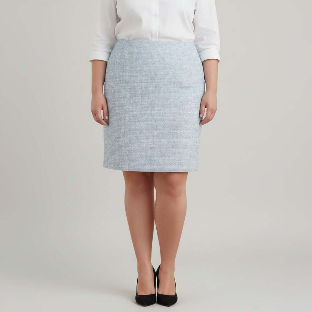 Preston & York Women's 18 Blue Gray Boucle Pencil Skirt Lined Career Work Slit